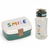 Lunchboxy|Bidony I Butelki | Lassig Zestaw na lunch: Lunchbox + Tritanowa butelka - bidon 460 ml Little Gang Smile - milky, ocean green