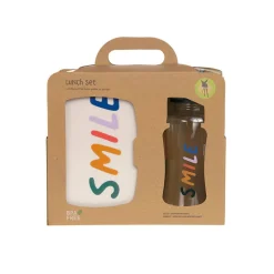 Lunchboxy|Bidony I Butelki | Lassig Zestaw na lunch: Lunchbox + Tritanowa butelka - bidon 460 ml Little Gang Smile - milky, ocean green