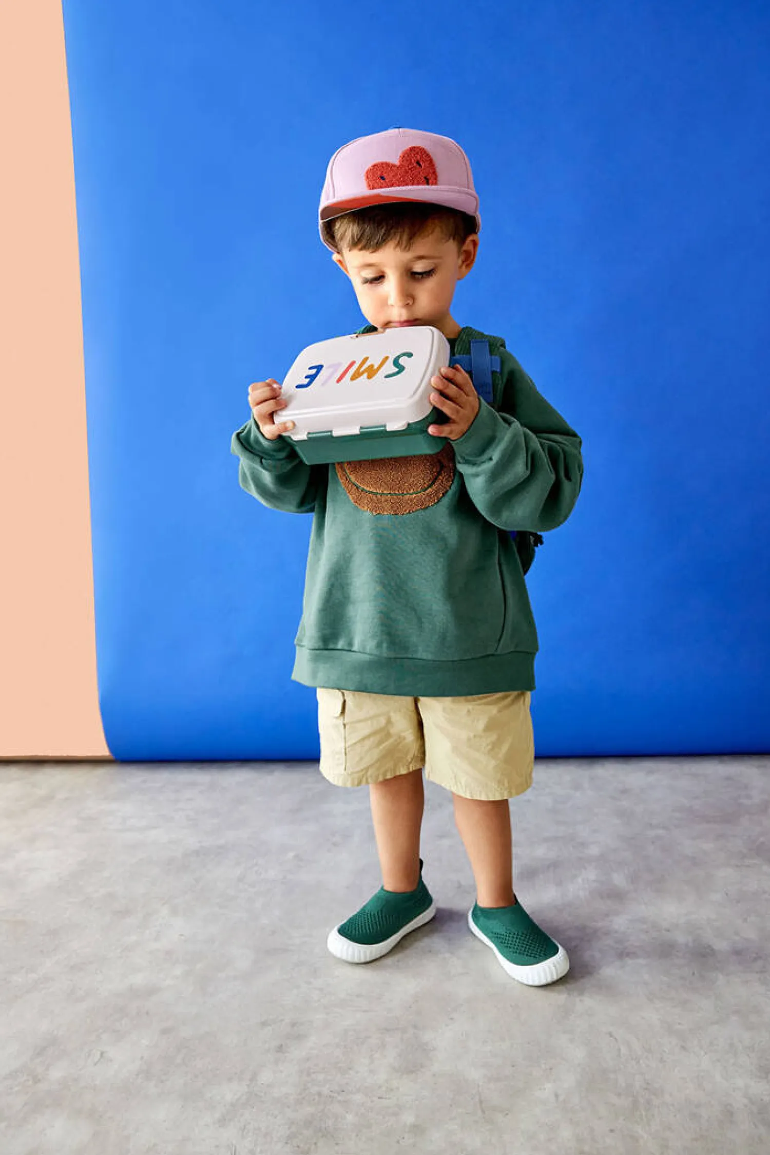 Lunchboxy|Bidony I Butelki | Lassig Zestaw na lunch: Lunchbox + Tritanowa butelka - bidon 460 ml Little Gang Smile - milky, ocean green