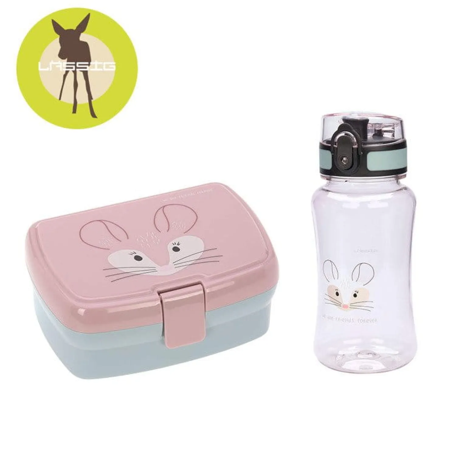 Lunchboxy|Bidony I Butelki | Lassig Zestaw na lunch Lunchbox + Tritanowa butelka - bidon 460 ml About Friends Szynszyla