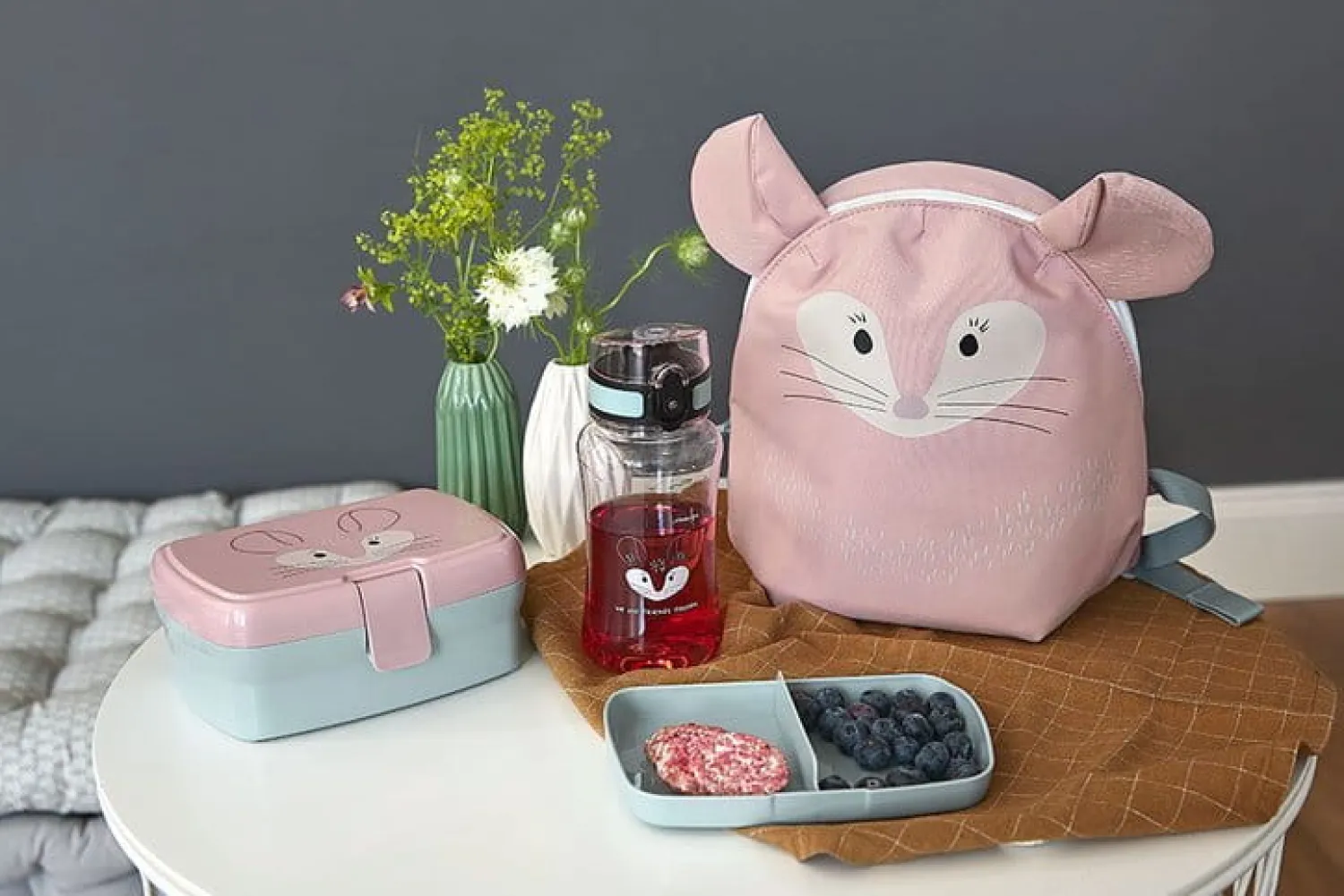 Lunchboxy|Bidony I Butelki | Lassig Zestaw na lunch Lunchbox + Tritanowa butelka - bidon 460 ml About Friends Szynszyla