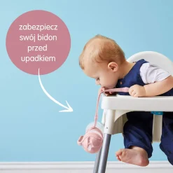 Zestaw na start 3w1, bidon 240ml Malinowy, smycz Strawberry Shake, zapasowe słomki