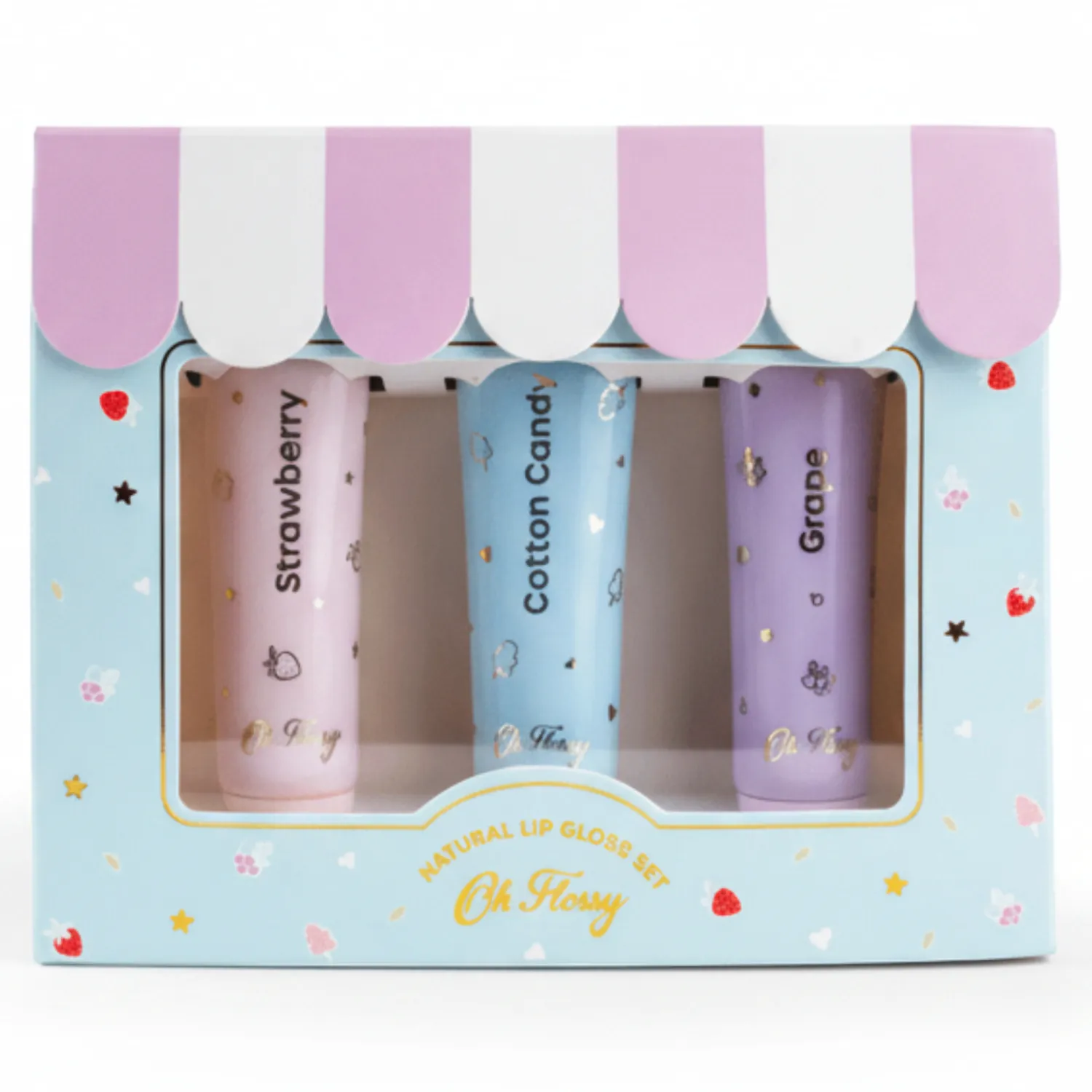 Naturalne Kosmetyki | Oh Flossy Zestaw 3 naturalnych pomadek nawilżających, błyszczyków