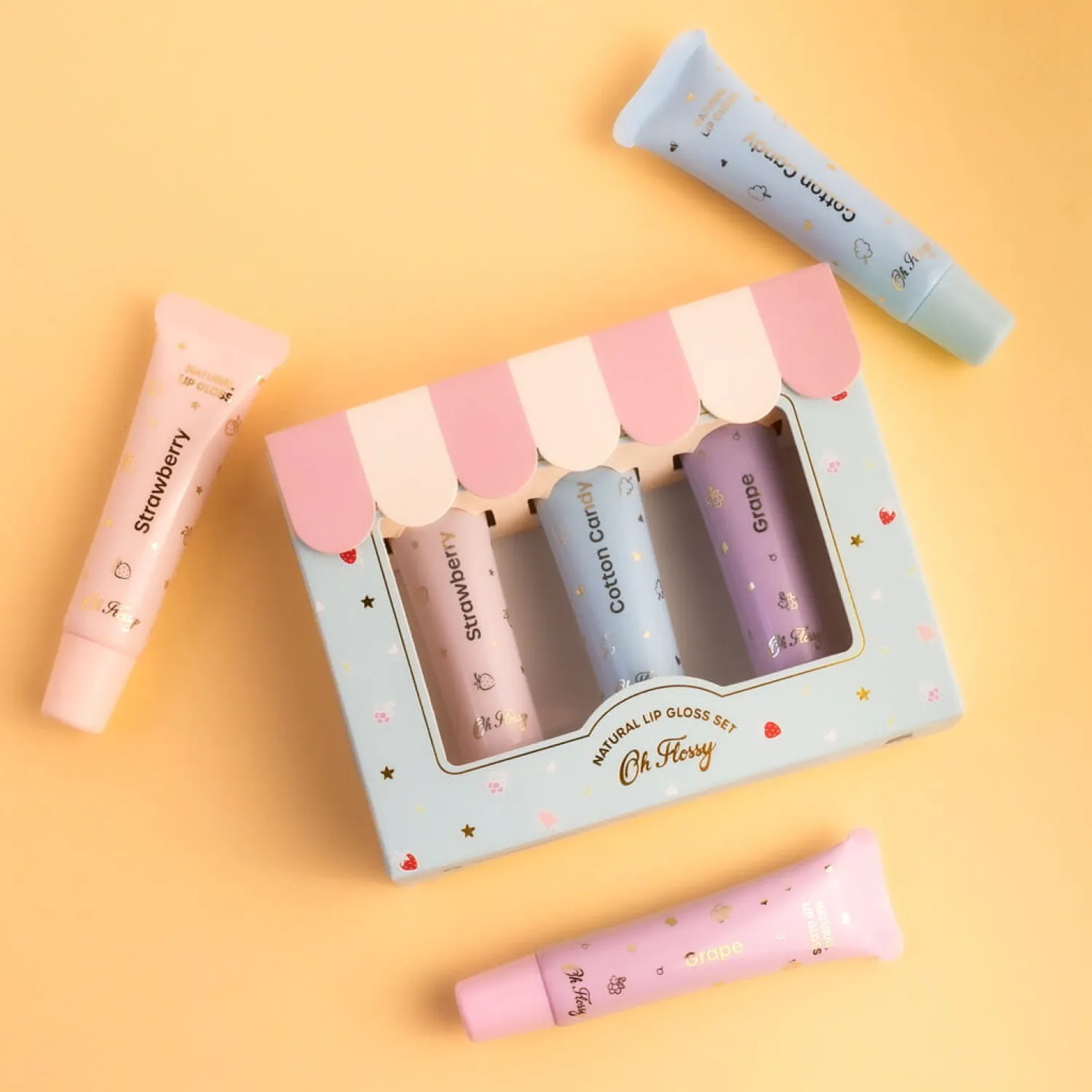 Naturalne Kosmetyki | Oh Flossy Zestaw 3 naturalnych pomadek nawilżających, błyszczyków