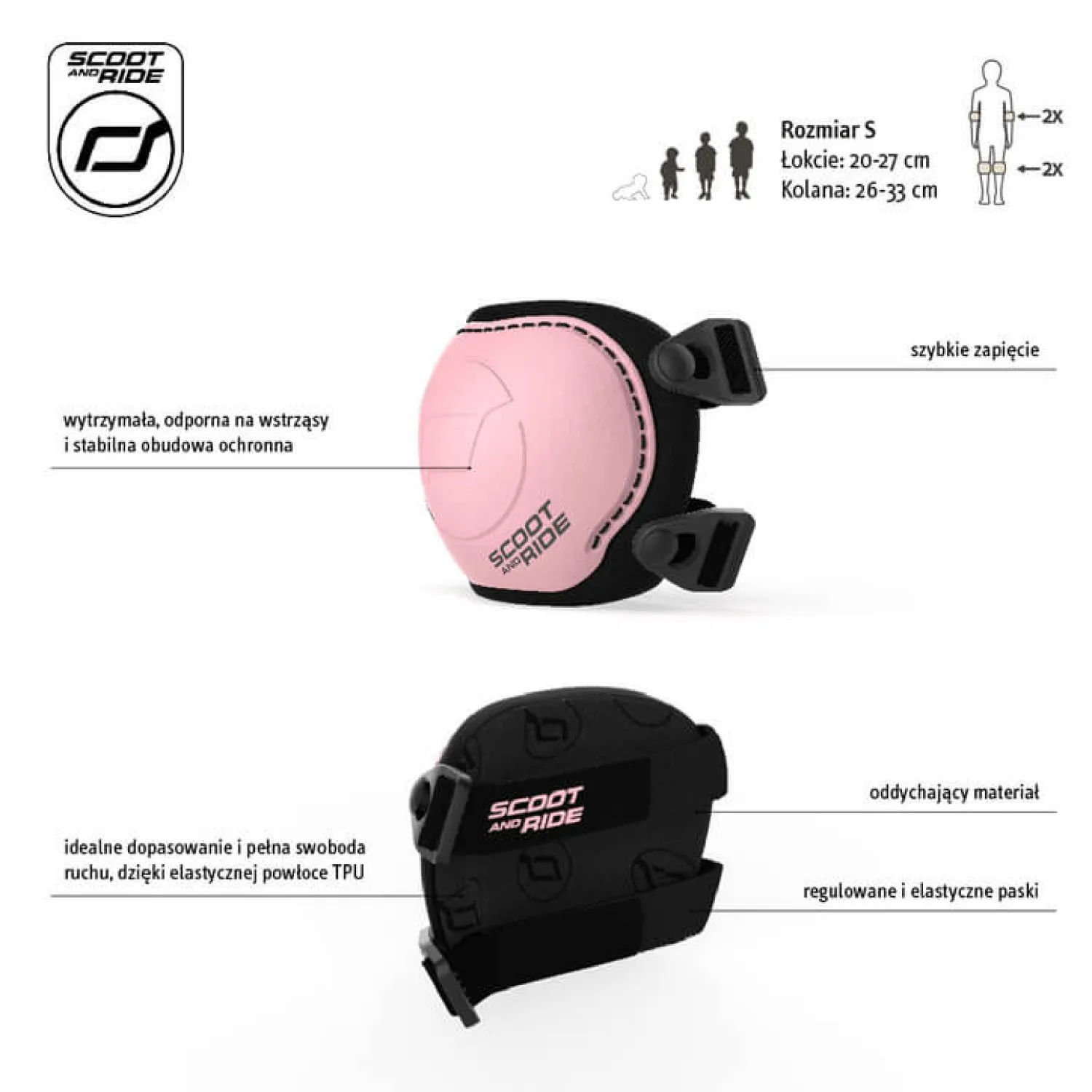 Przydatne Akcesoria | Scootandride Zestaw ochraniaczy dla dzieci S Rose