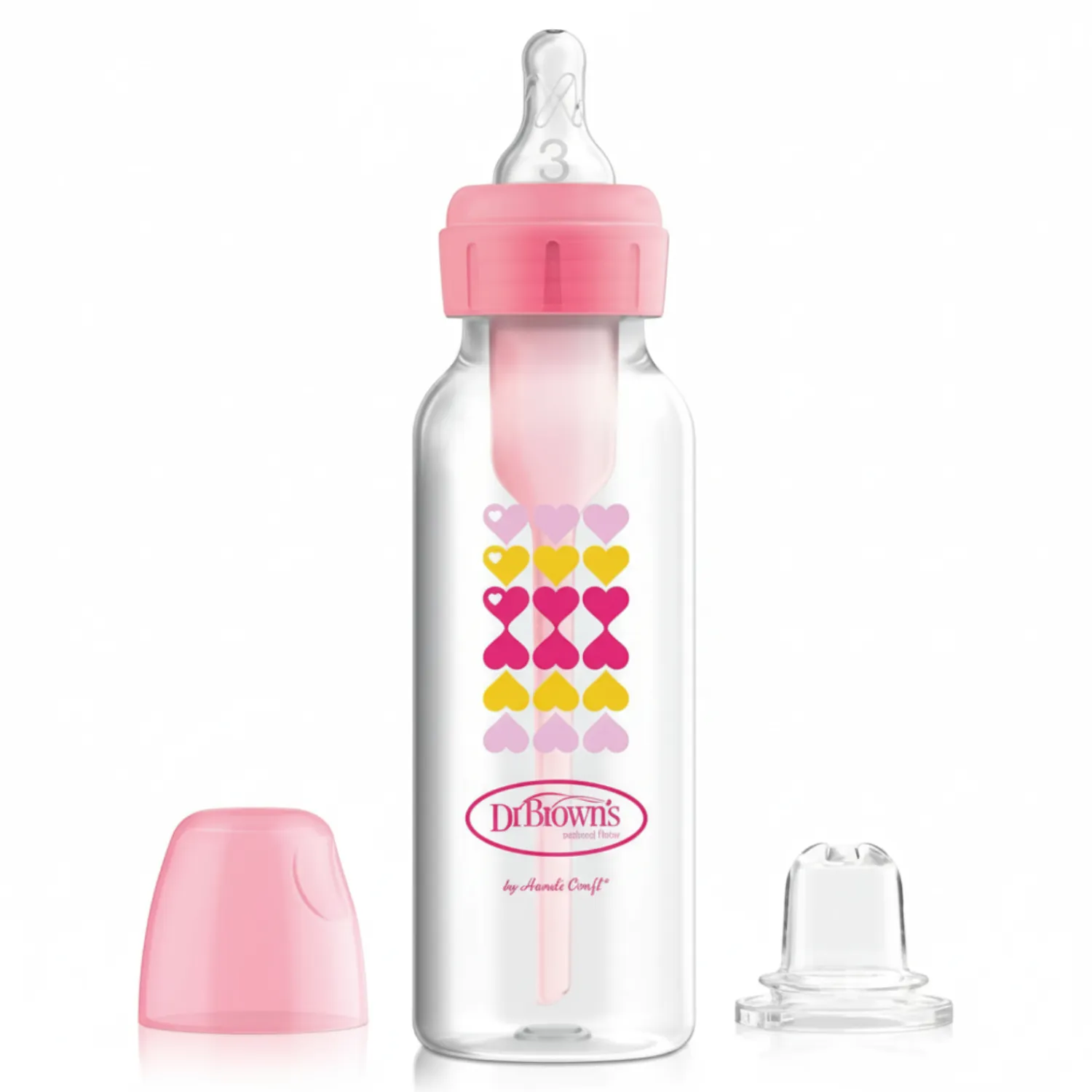 Butelki Do Karmienia|Butelki I Akcesoria | Dr Brown's Zestaw „Od butelki do kubka” różowy 250ml, standard wąska szyjka