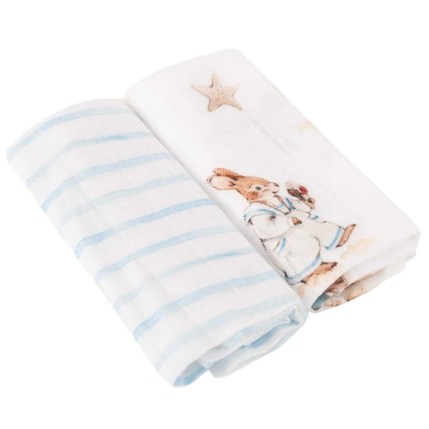 Otulacze I Pieluszki|Otulacze I Pieluszki | samiboo Zestaw pieluszek bambusowych o splocie muślinowym Saint-Tropez Blue 50x50 2 szt.