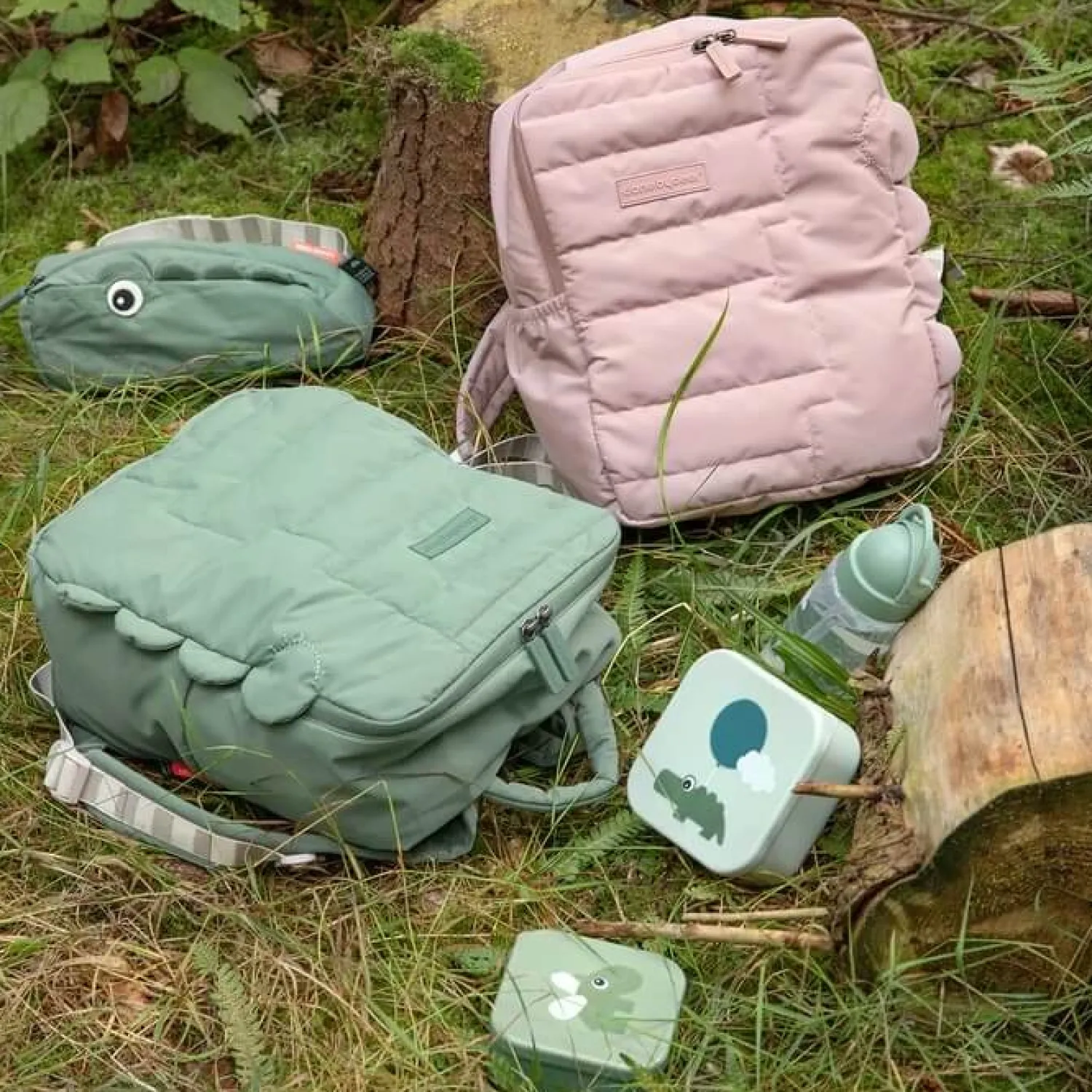 Lunchboxy|Przechowywanie Jedzenia | Done by Deer Zestaw pojemników 3szt. Happy Clouds Green