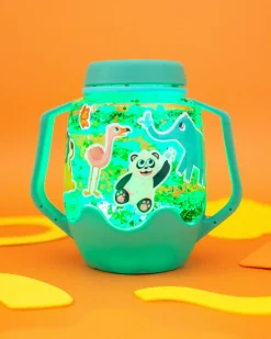 6 Lat+|3 Lata + | Glo Pals Zestaw sensoryczny DIY, świecący słoik z brokatami i figurkami Fun Fillers + naklejki gratis - ZOO
