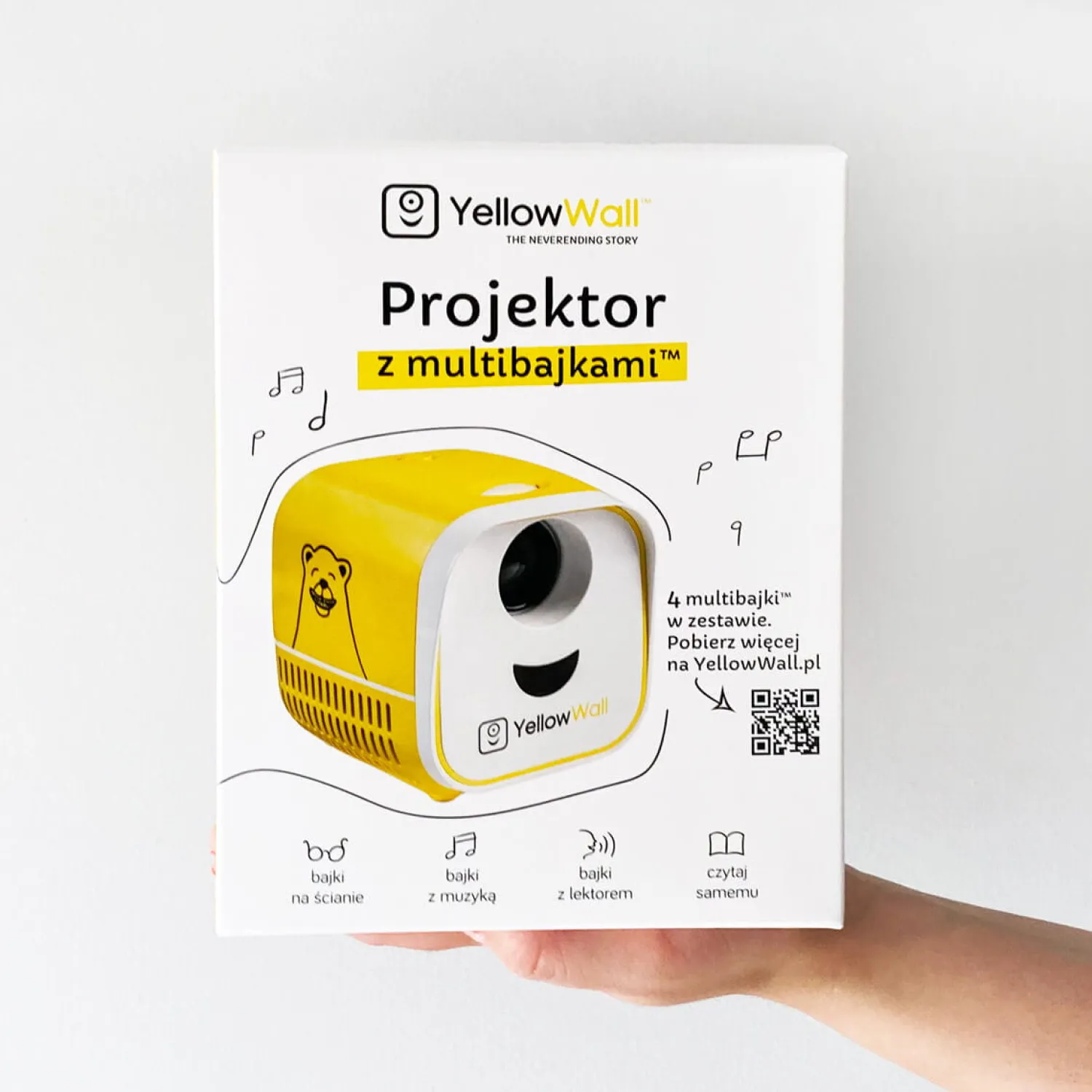 8 Lat+|Szumiące Misie I Projektory | YellowWall Zestaw startowy. Projektor + 4 Multibajki