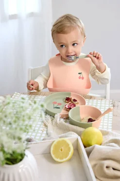 Naczynia Dla Dzieci | Lassig Zestaw sztućców ze stali nierdzewnej z silikonową rączką 3 el. Happy Fruits Cherry
