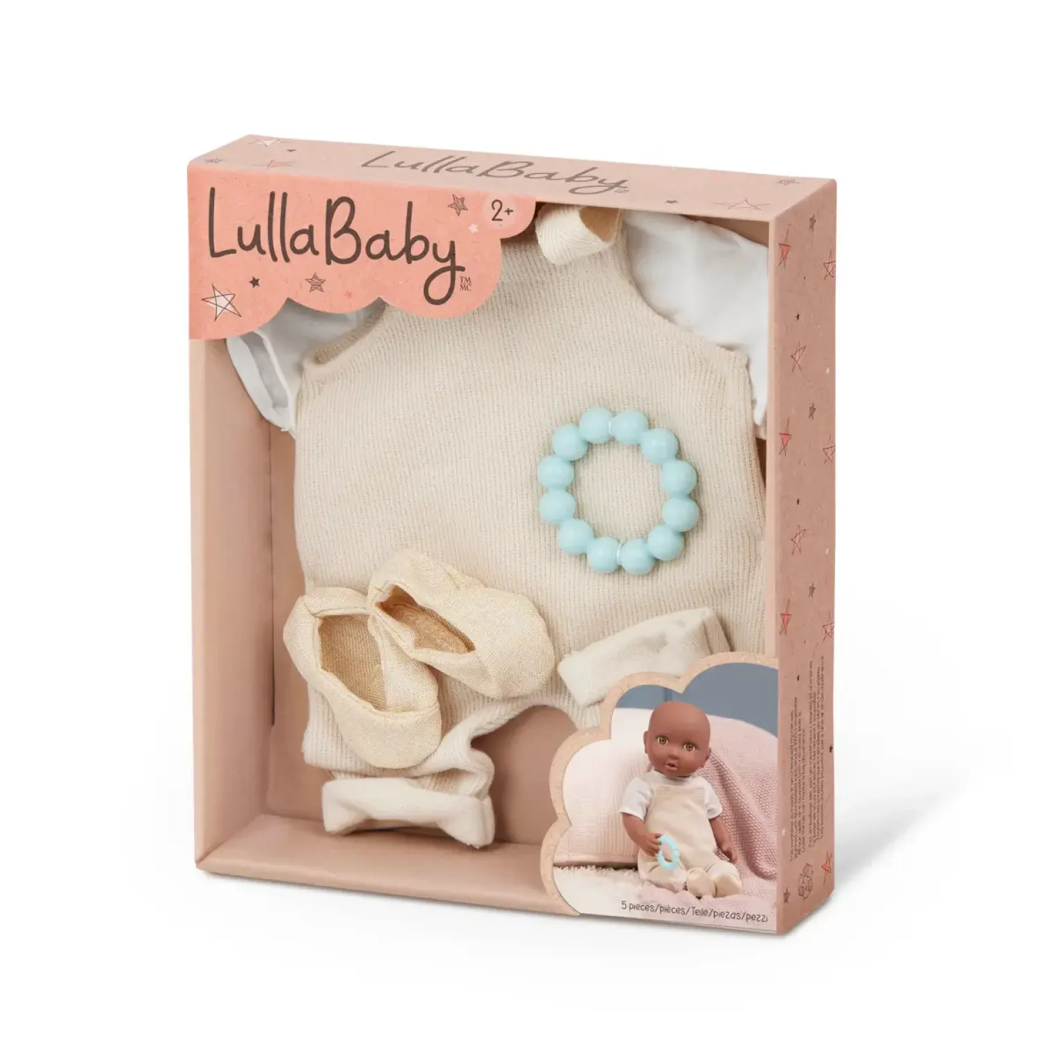 6 Lat+|3 Lata + | LullaBaby Zestaw ubranek dla lalki niemowlęcia, stylizacja ze spodniami na szelkach