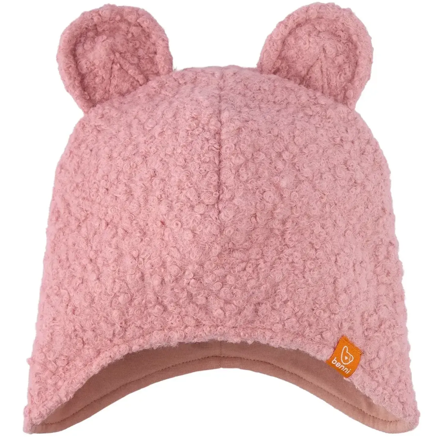 Zimowa czapka BOUCLE z uszami misia - różowa